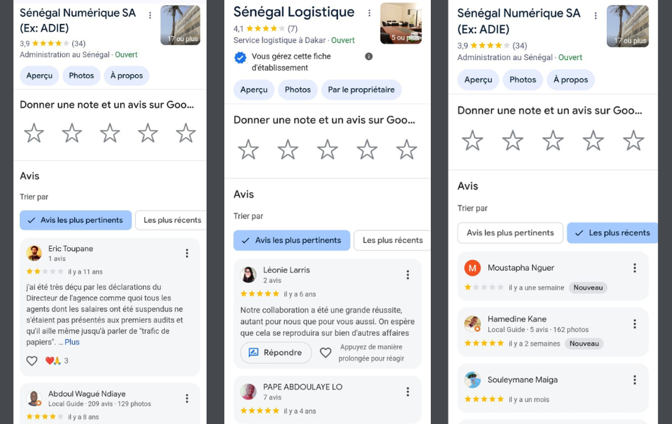 Avis Google my business